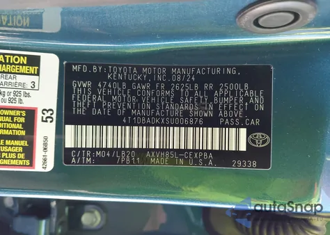 2025 Toyota Camry Xse from USA, damaged, VIN 4T1DBADKXSU006876